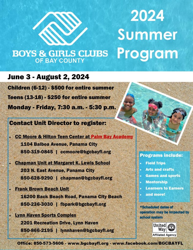 Boys and Girls Club of Bay County Summer Flyer